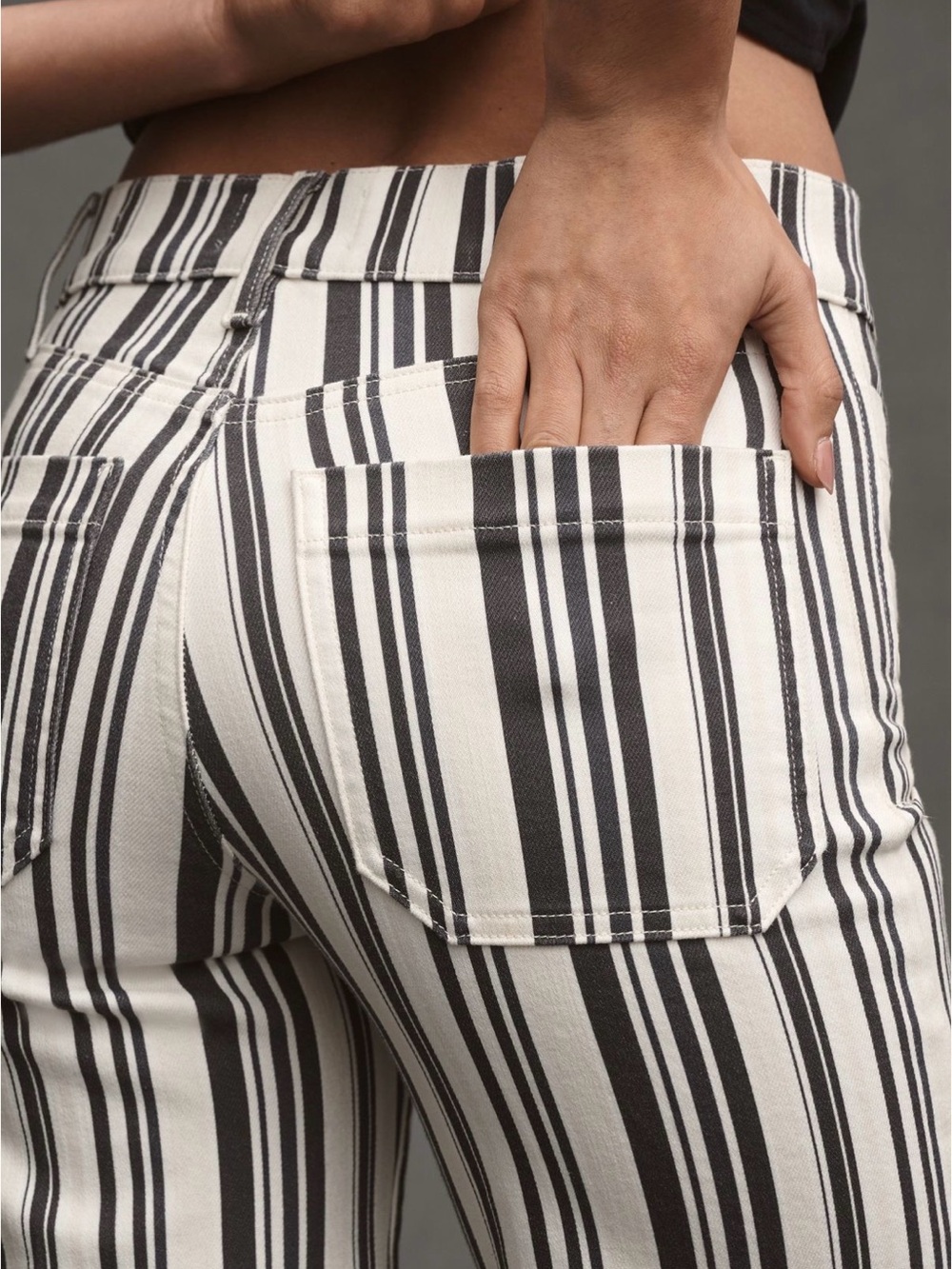 NWOT FRAME Le Slim Palazzo Navy Stripe High Rise Wide Leg Jeans | Size 27 - Picture 4 of 12
